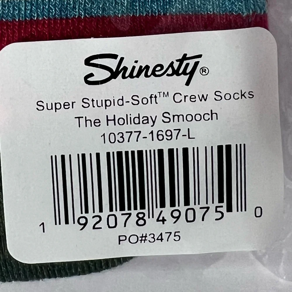 Shinesty super stupid soft crew socks the holiday smooch size large Christmas NW